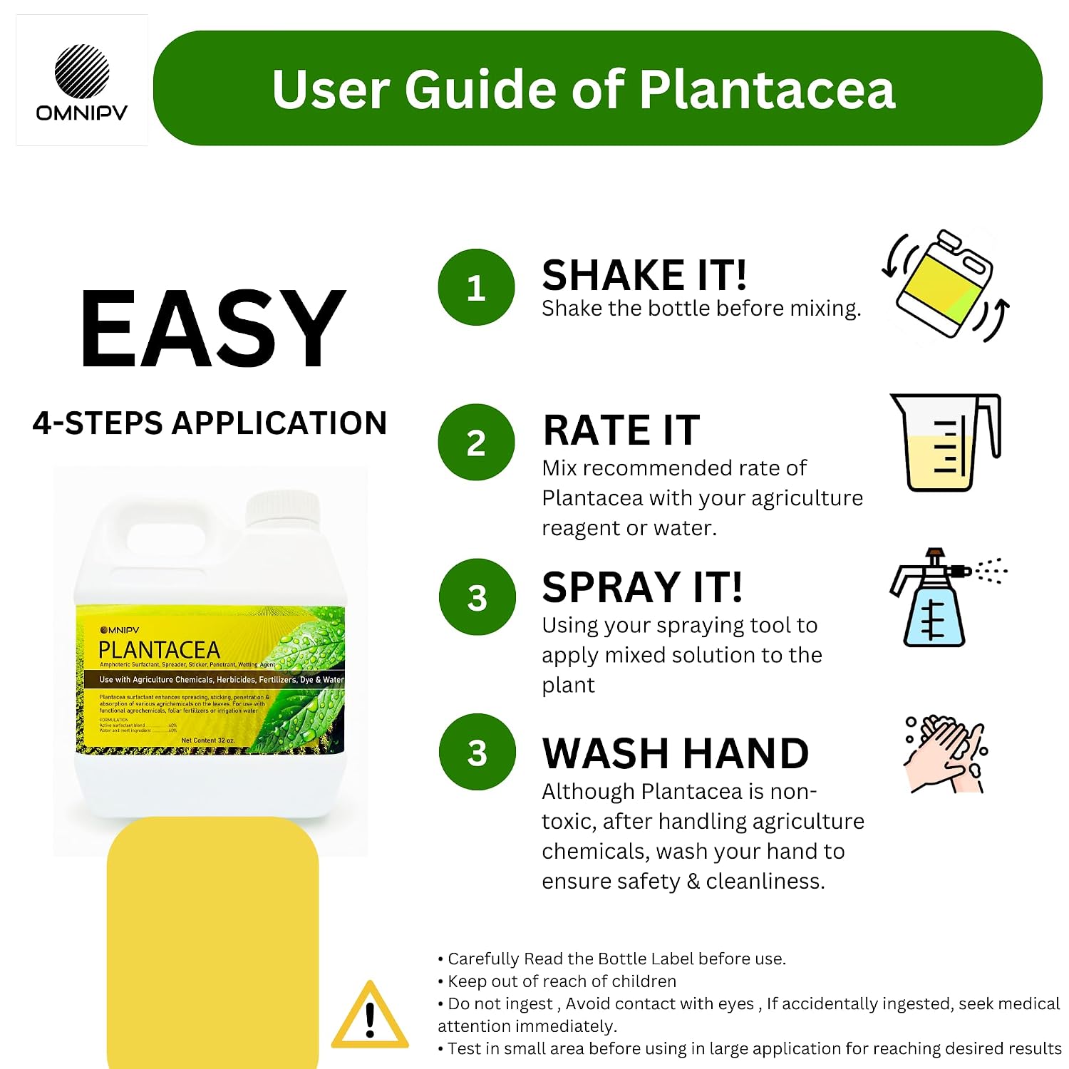 Plantacea Spray Adjuvant Surfactant, 32oz Concentrated Spreader Sticker Penetrant & Wetting Agent, Improves