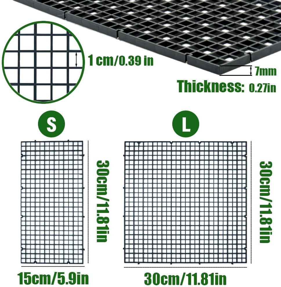 Fish Tank Anti-Jump Set, Aquarium Lid, 8 Pieces 5.9x11.8in/15x30cm Plastic Grid with 6 Brackets and 20 Cable Ties