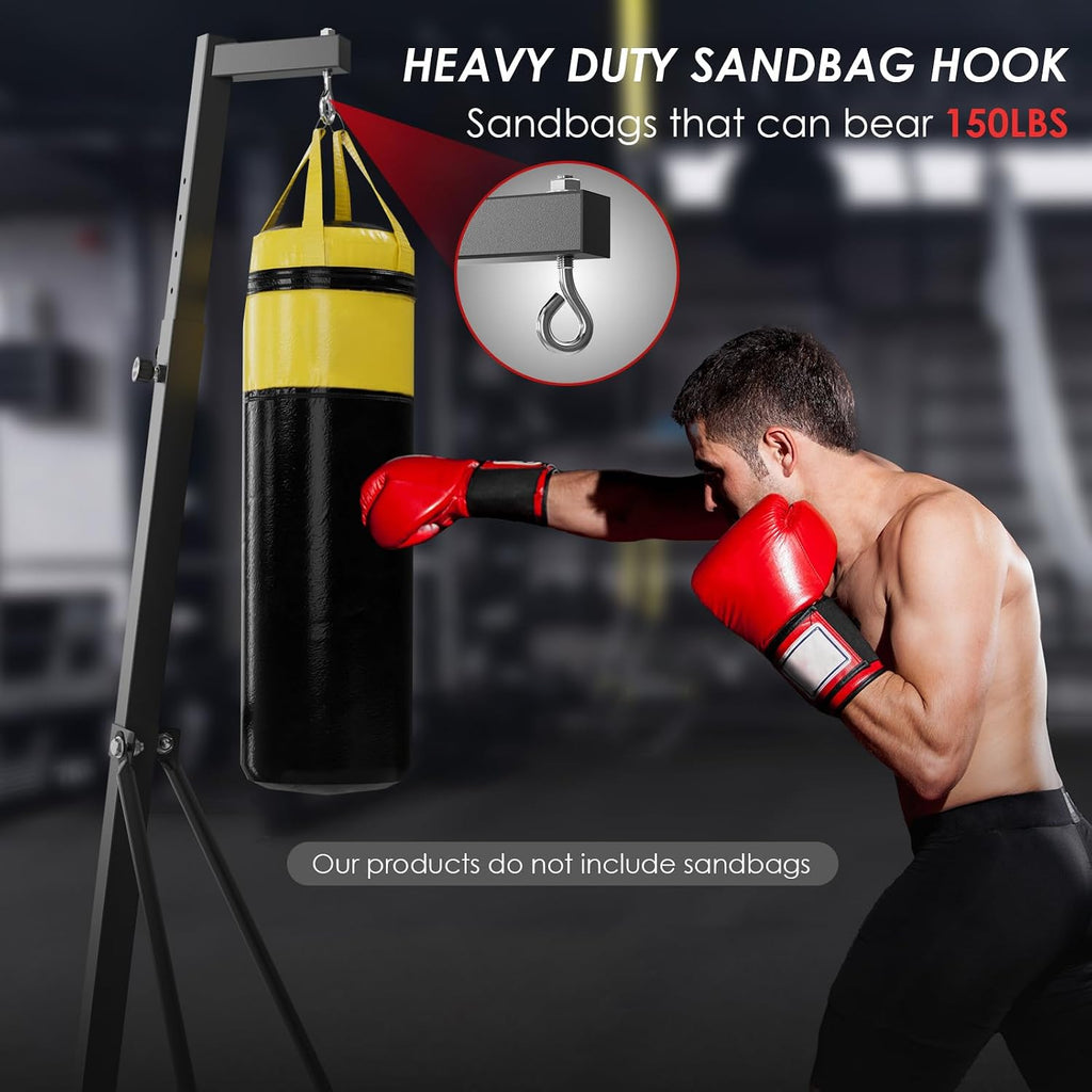 Height Adjustable Heavy Duty Punching Bag Stand, Stand Only | Boxing Bag Stand with Weighted Base for Stability