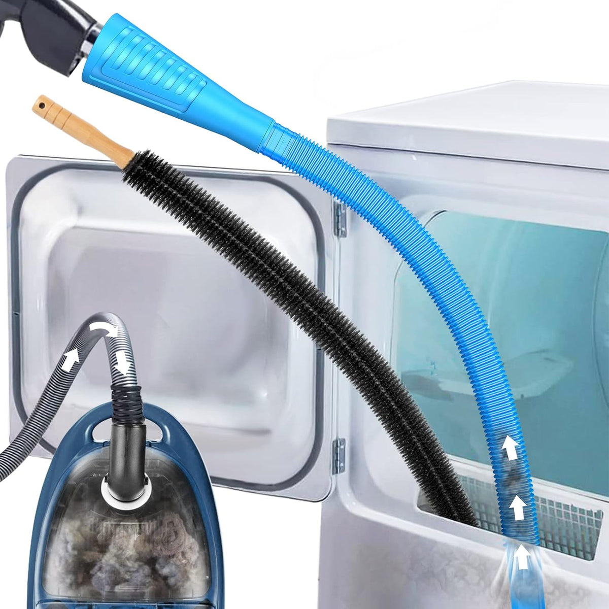 2 PCS Dryer Vent Cleaner Kit, Dryer Lint Vacuum Attachment&Brush