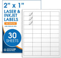 2" X 1" Matte White Printable Address Labels (30 Sheets, 1200 Labels)