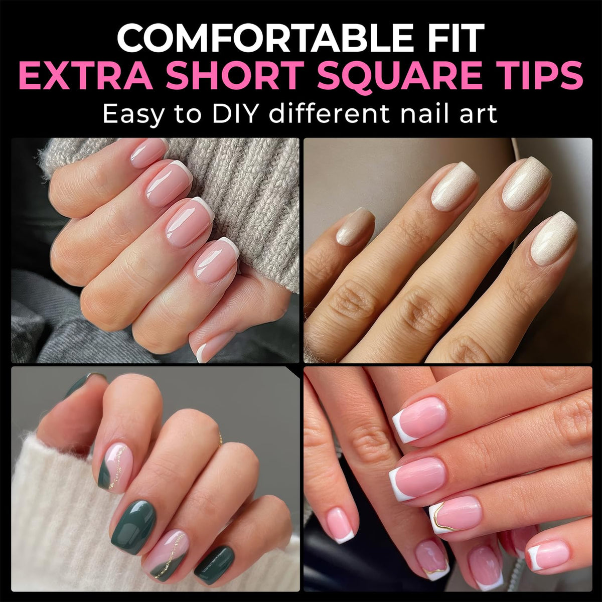 Extra Short Square Nail Tips XS 216pcs Soft Gel Tips