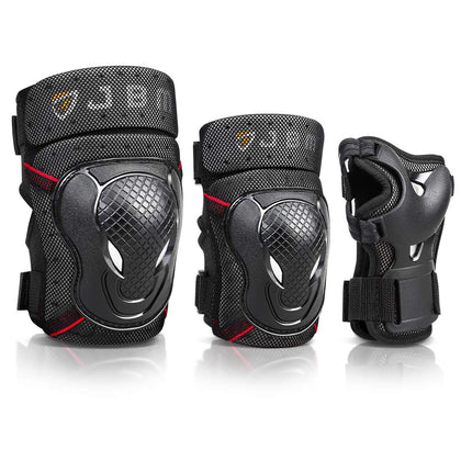 Teenager Adult Bike Knee Pads and Elbow Pads with Wrist Guards Protective Gear Set for Biking, Riding, Cycling and