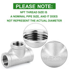 TAISHER 5pcs 304 SS Tee Pipe Fitting, 1-1/4" NPT Female 3 Way Connectors