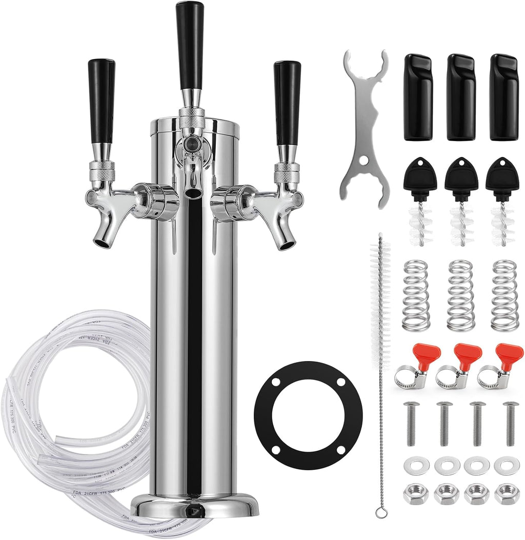 3 Tap Tower Kegerator Beer Tower, Keg Tower for Draft Beer System