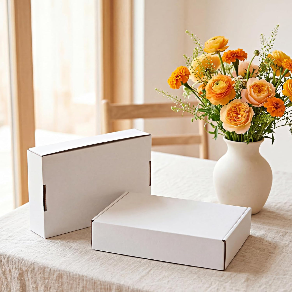 9x6x2 Shipping Boxes Set of 60, White Corrugated Cardboard Mailer Box for Packing Small Business