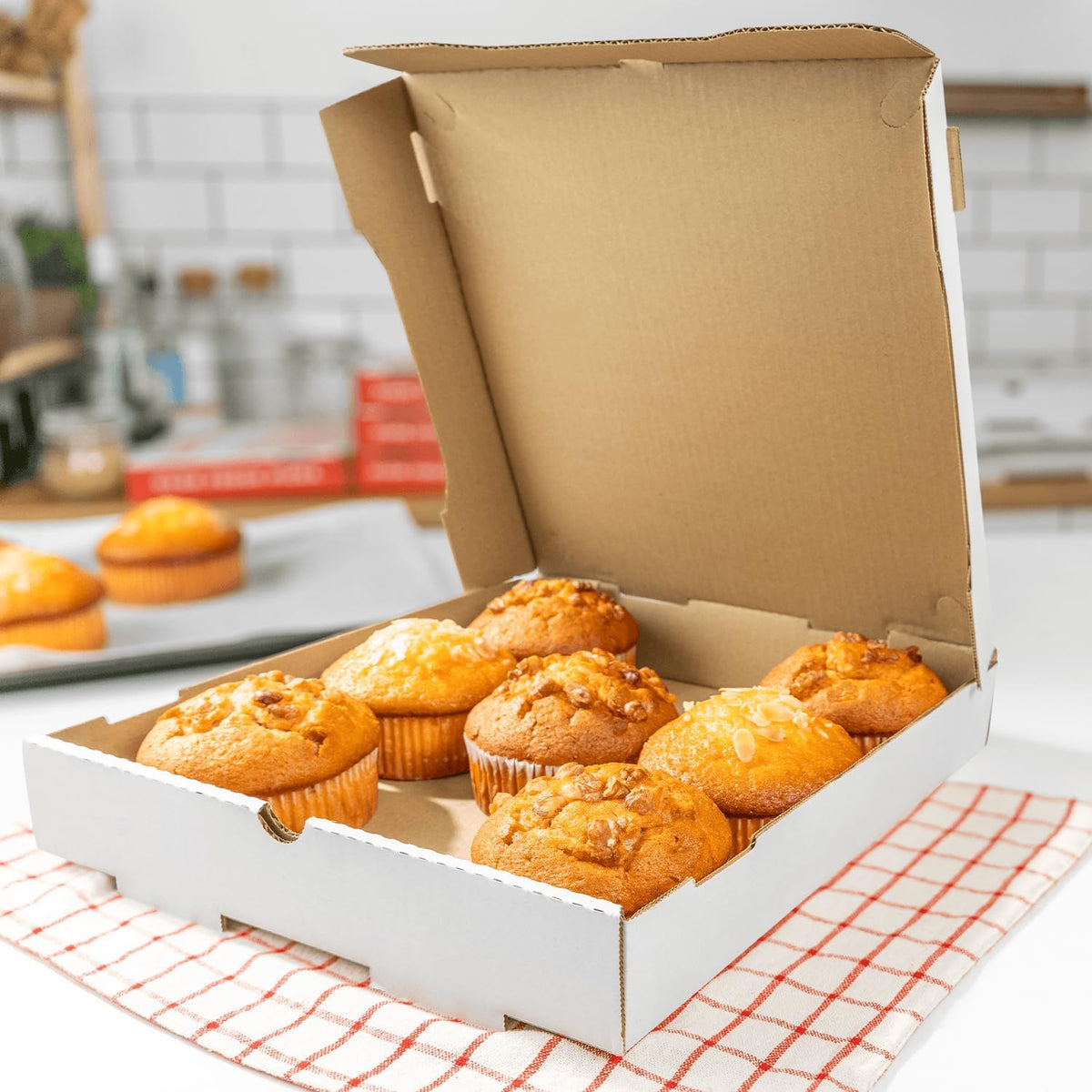 Pizza Boxes 12" x 12" x 2" [50 Pack] White Corrugated Boxes | Ventilated, Grease-Resistant, Durable for Pizza