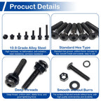 600 Pieces M3 Button Head Socket Cap Screws Nuts Washers Set Black