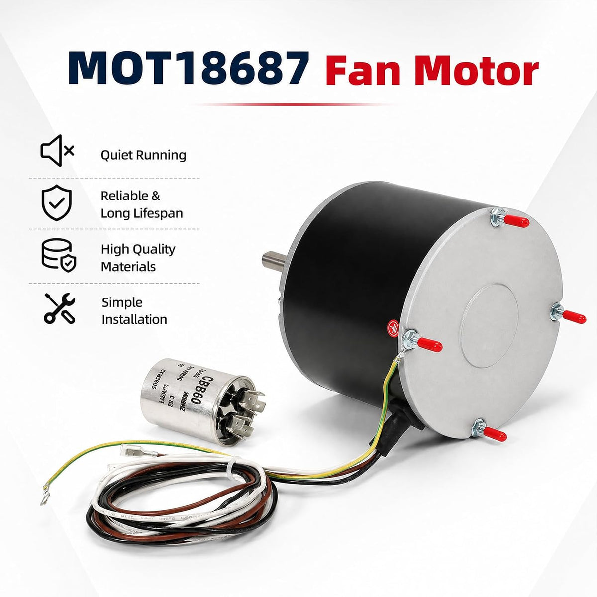 MOT18687 Condenser Fan Motor 1/6HP 825RPM 200-230V Compatible with Trane American Standard AC/Air Conditioner Replaces MOT12919 MOT10478 X70370246010