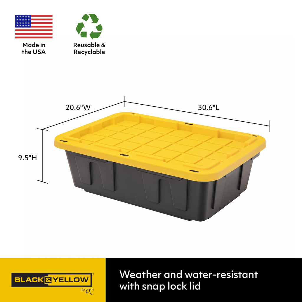 Heavy Duty 15-Gallon Stackable Plastic Storage Bins with Lids, 3 Pack