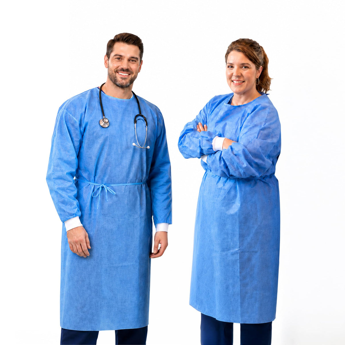 Disposable Isolation Gowns 100-Pack, Level 2, Blue