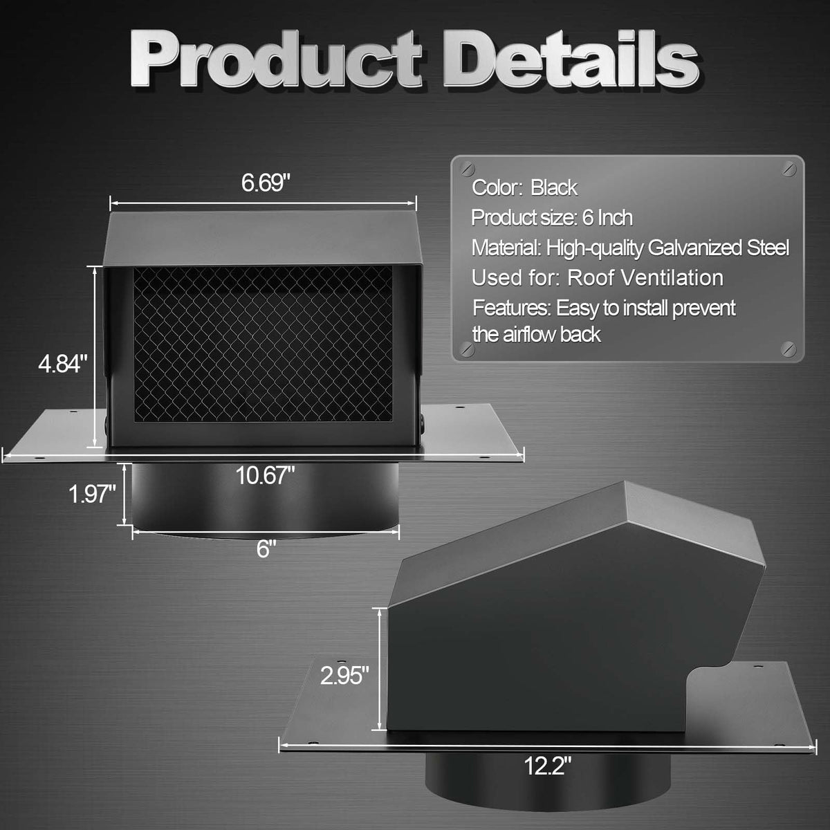 6 Inch Roof Vent Cap for Houses