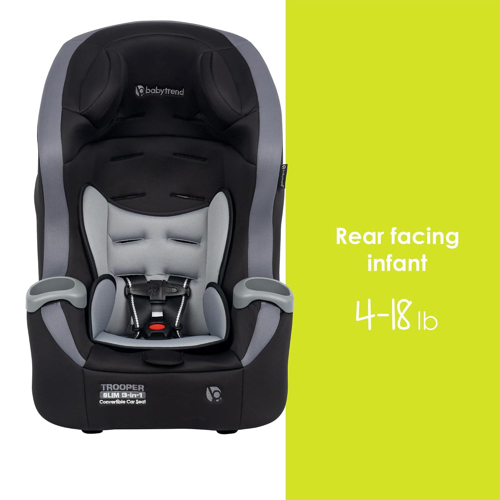Trooper Slim 3-in-1 Convertible Car Seat, Dash Black – Slim Fit, 3-in-1 Growth Modes, Lightweight Design, Adjustable