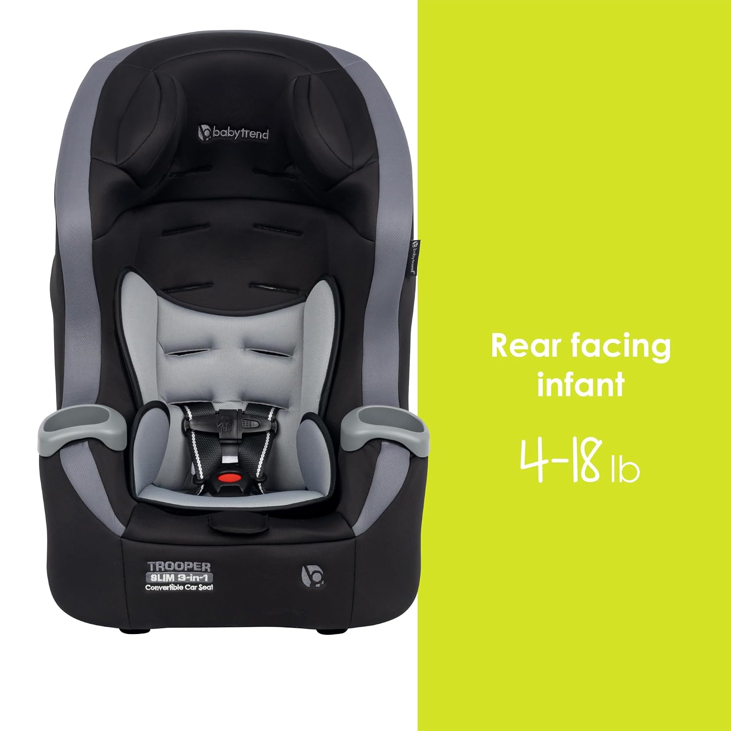 Trooper Slim 3-in-1 Convertible Car Seat, Dash Black – Slim Fit, 3-in-1 Growth Modes, Lightweight Design, Adjustable