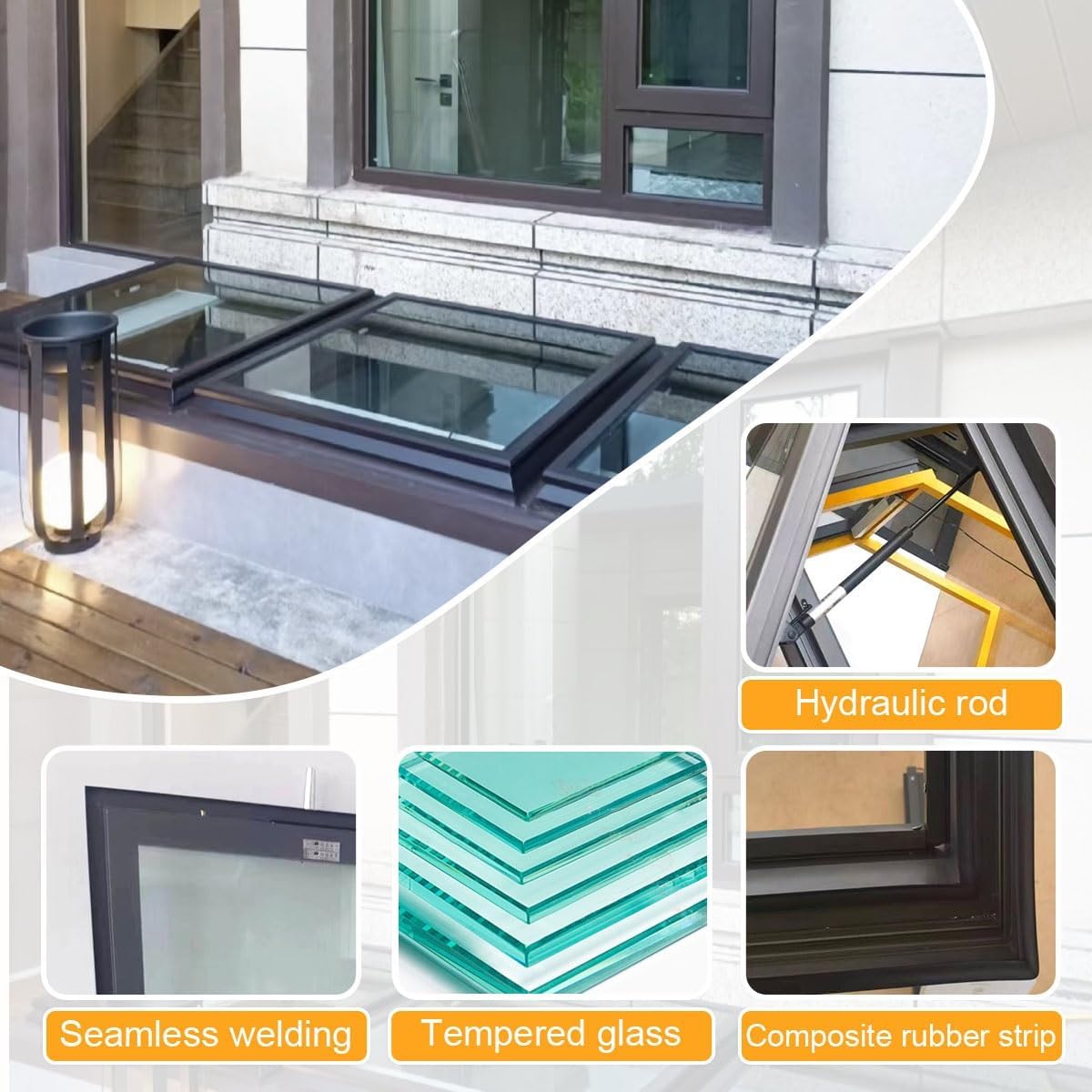 Roof Skylight for Home, Multi-Angle Roof Viewing Aluminium Window, Horizontal Roofs Skylights, Aluminum Alloy Frame