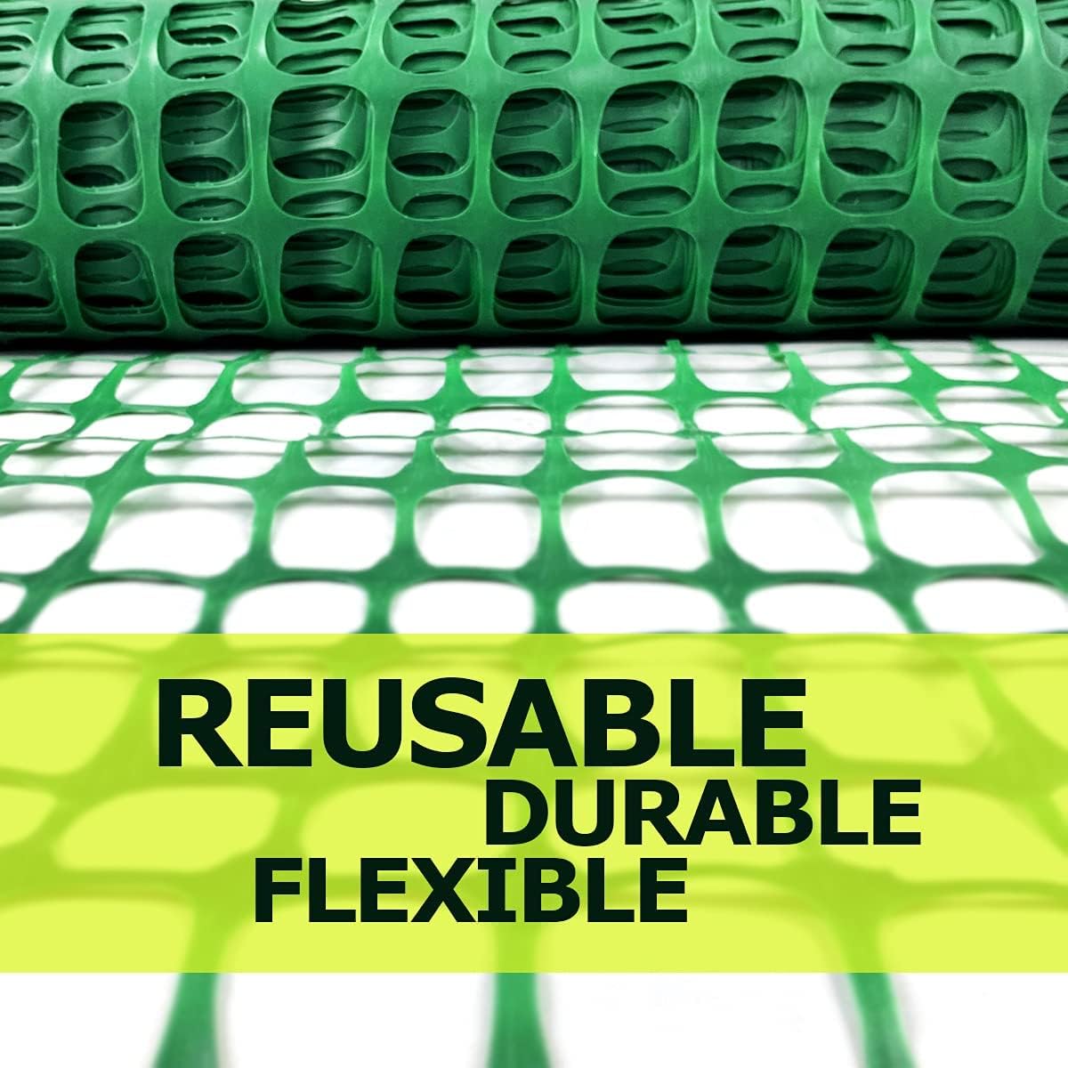Ashman Plastic Mesh Fence, 4'x50' Feet, 1 Roll, Green, Construction Barrier Netting, Garden Fencing, Fences Wrap