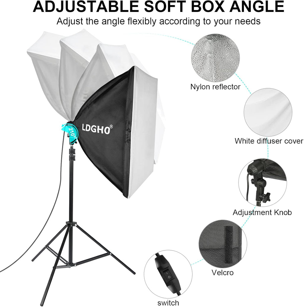 Photography Lighting kit with Backdrops, 8.5x10ft Backdrop Stands, UL Certified 5500K 800W Equivalent 25W LED