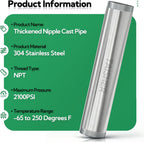 TAISHER 1Pcs Thickened Nipple Cast Pipe 2" NPT Male, 12" Length