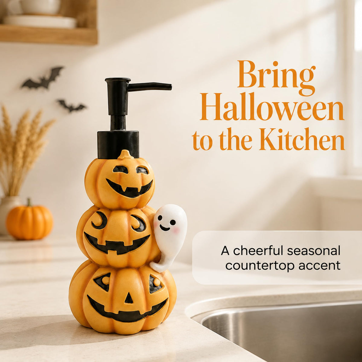 Halloween Soap Dispenser,Fall Ghost Pumpkin Bathroom Decor