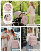 Diaper Bag Backpack with Changing Pad and Insulated Pockets, Heart