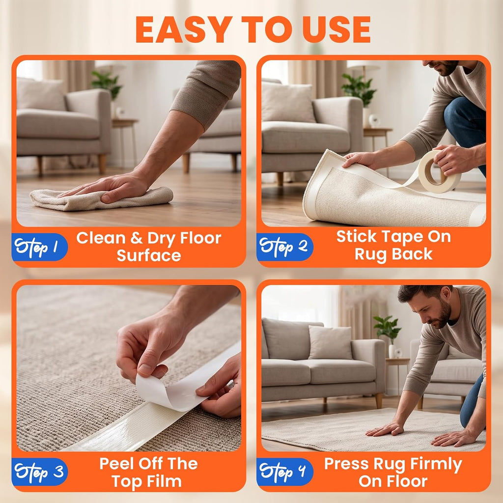 Double Sided Carpet Tape, Rug Tape for Hardwood Floors & Area Rugs