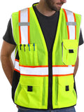 Heavy Duty Reflective Safety Vest with Pockets, Yellow Mesh XL | Made with 3M Reflective Tape, High Visibility