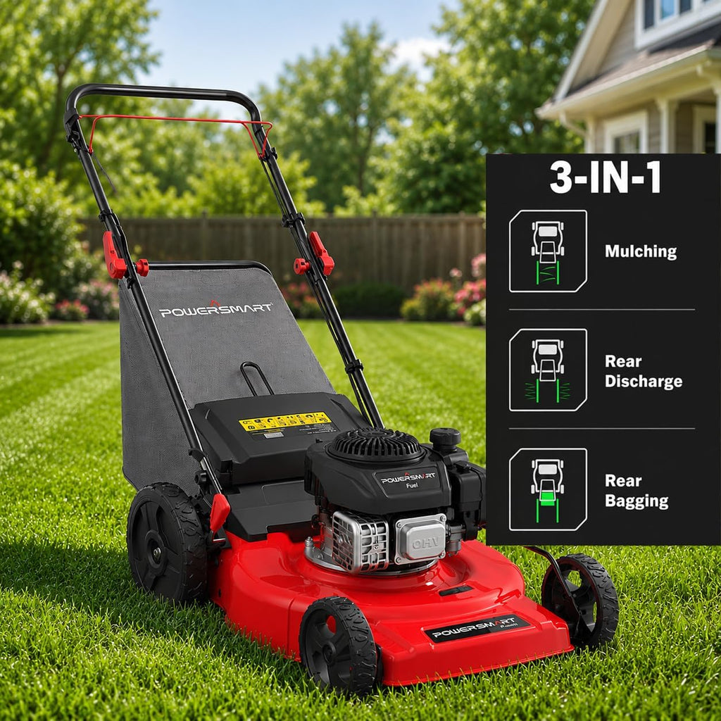 21" Gas Self-Propelled Lawn Mower for Hills & Medium Yards | 170cc OHV | 3-in-1 Mulching/Bagging/Discharge |