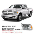 Headlight Assembly Fit for 2013-2018 Dodge Ram 1500 2500 3500
