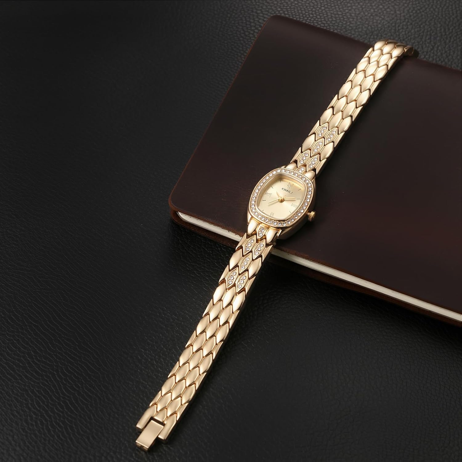Women Snake Scale Bracelet Watch Removable Link Chain Oval Square | Rectangle Rhinestone Case, Serpentine Removable