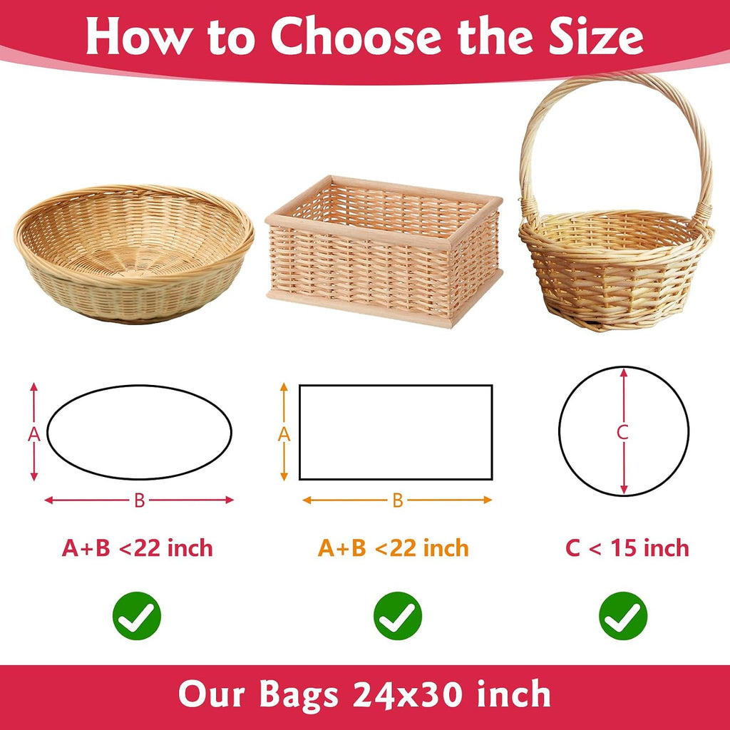 12Pcs Large Cellophane Bags for Gift Baskets 24x30 Inch