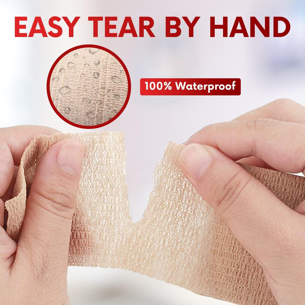 Self Adhesive Bandage Wrap – 4" x 5 Yard, 12 Rolls Cohesive Tape for Athletic & Sports - Self Adherent Medical Tape