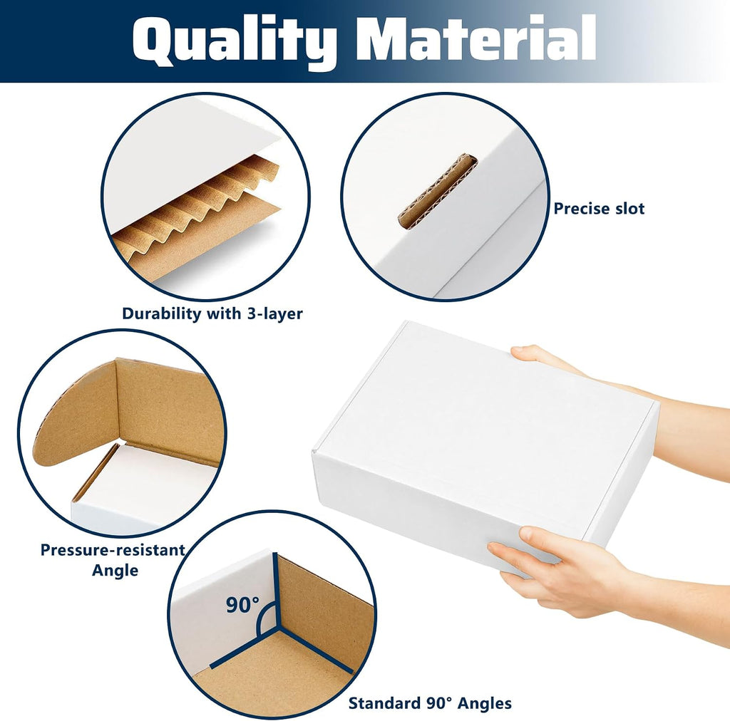 Shipping Boxes Set of 25, 8" x 6" x 2" White Corrugated Cardboard Box, Mailer Boxes for Packaging, Mailing