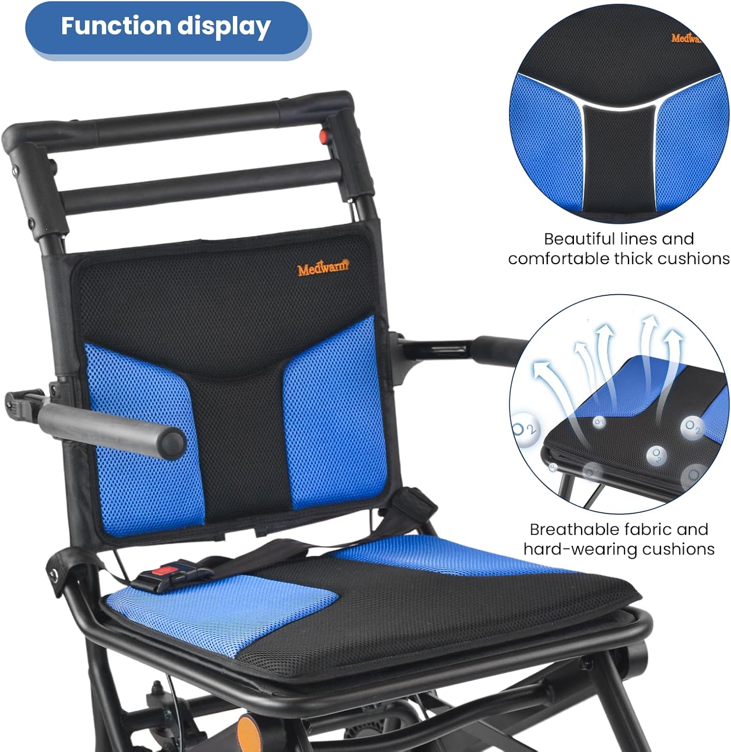 Portable Aluminum Transport Wheelchair with Handbrake, 11" Rear Wheels, Ultralight Folding Travel Wheelchair for