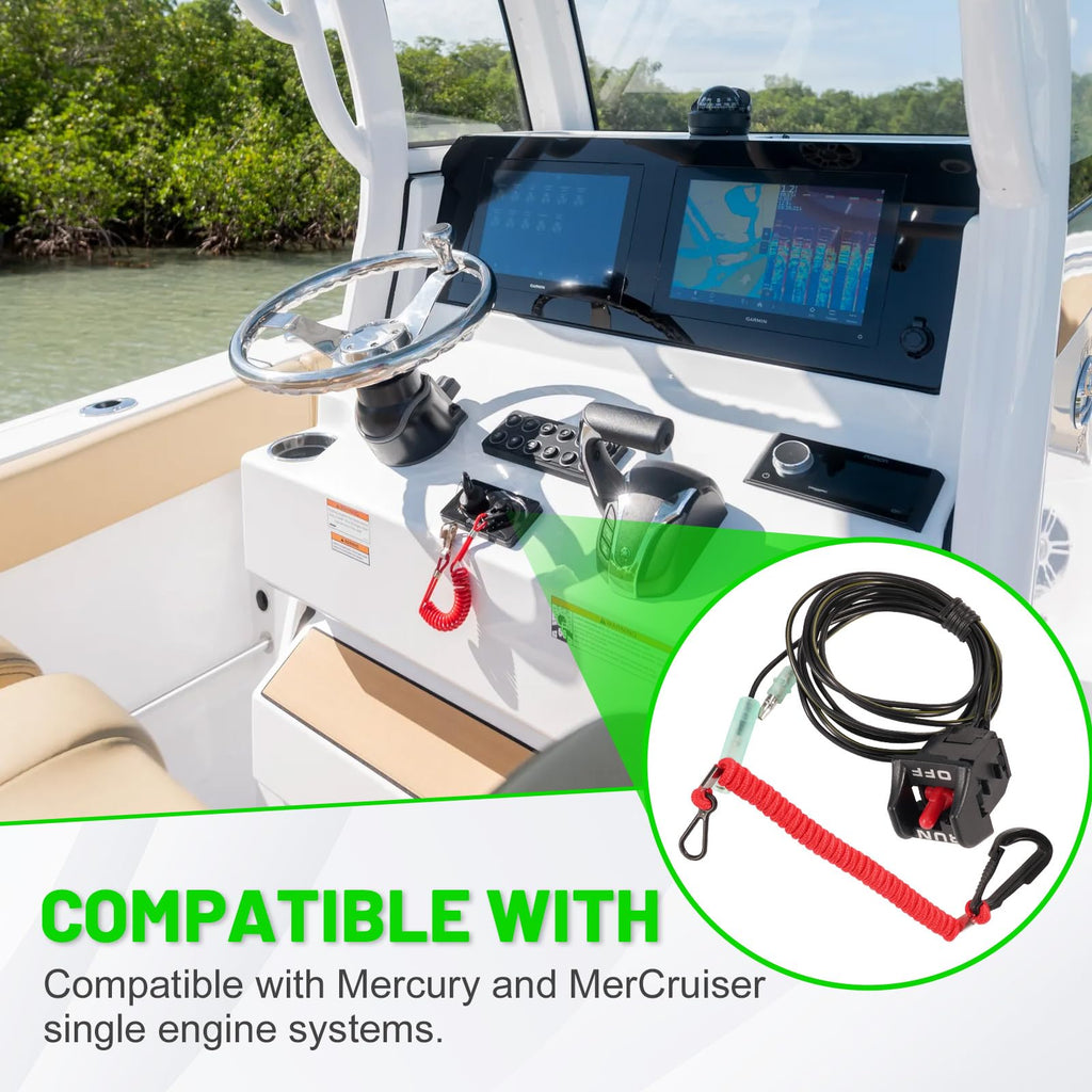 LEAPTREND 87-19674A07 Boat Safety Lanyard Kill Stop Switch Compatible with Mercury Mercruiser Single Engine 19674A07