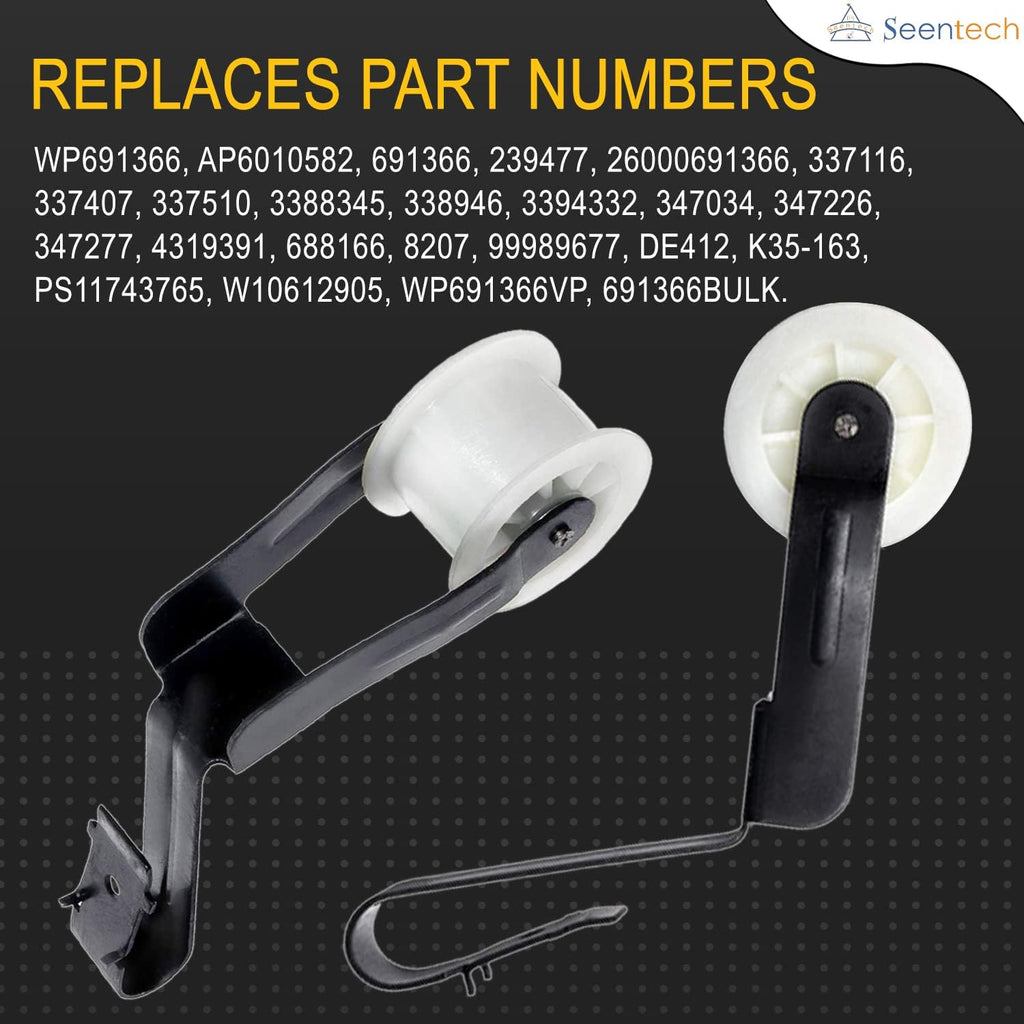 [2026 Upgraded] Seentech 691366 Idler Pulley - Exact fit Whirlpool Kenmore Sears Dryer - Replace W10612905 WP691366VP WP691366 AP6010582 239477 3394332 347034 347226 347277 4319391 688166 PS11743765
