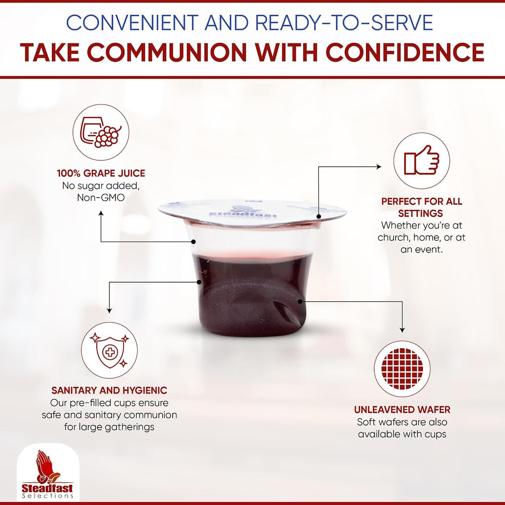 50 CT Pre-filled Communion Cups and Wafer Set, Comunión Cups and Bread, Prefilled Communion Cups and Wafer Set