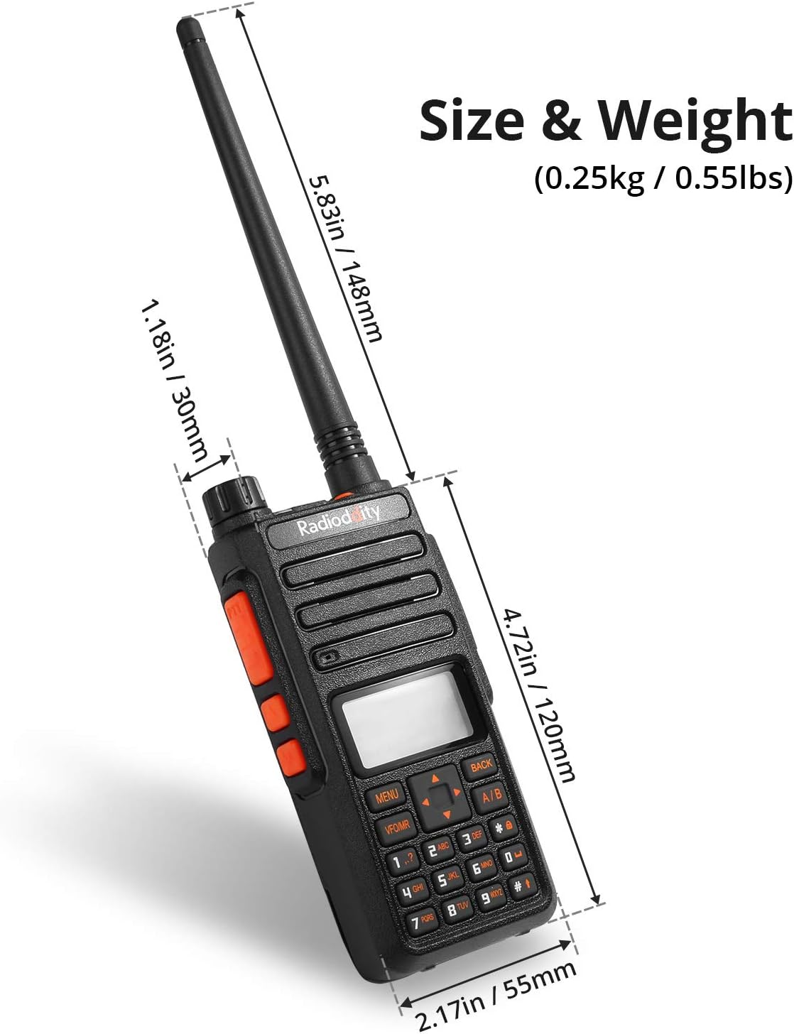 GA-510 10W Ham Radio Handheld, Dual Band Two Way Radio | Long Range, Tri-Power, with Two 2200mAh Batteries &