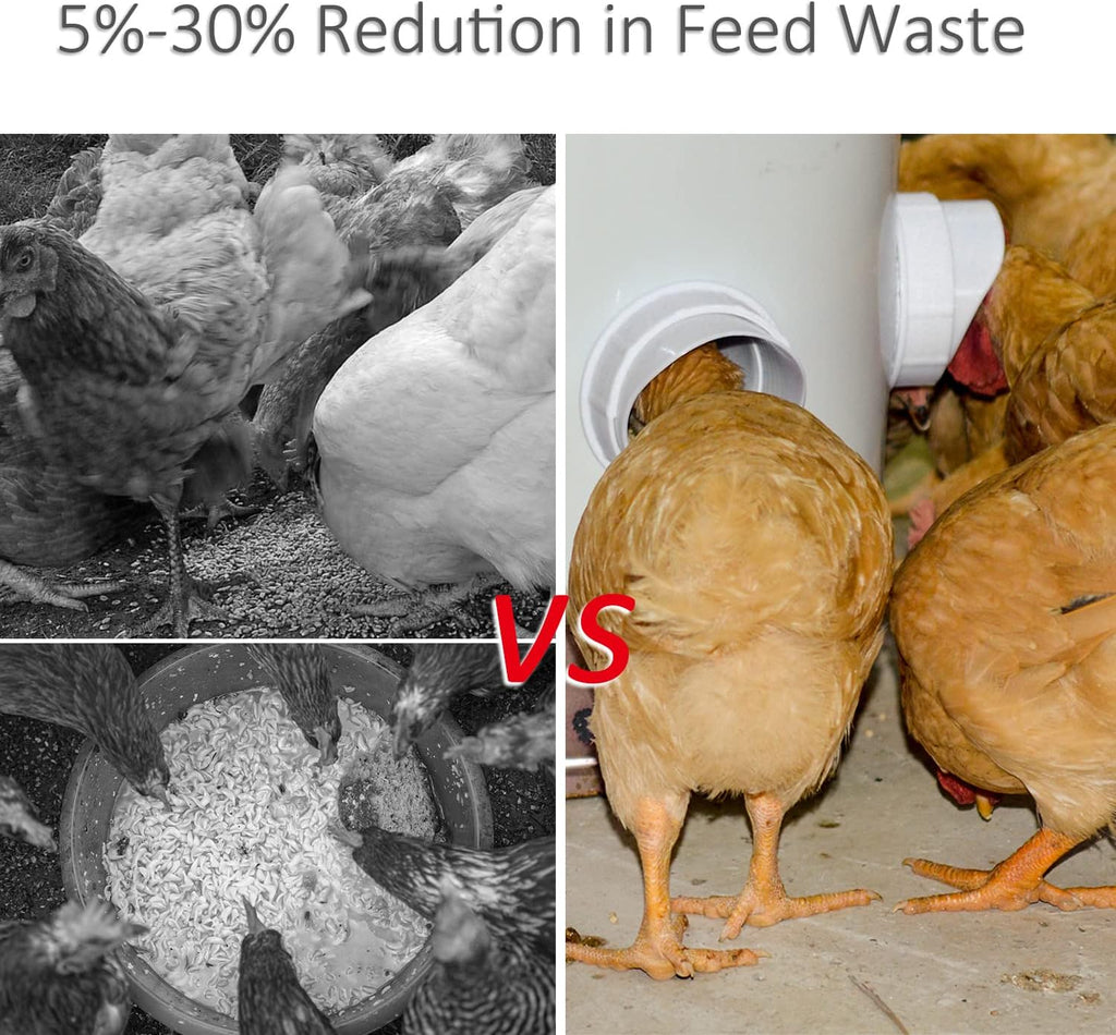 DIY Chicken Feeder No Waste Automatic Poultry Feed Kit for Buckets, 4 Ports