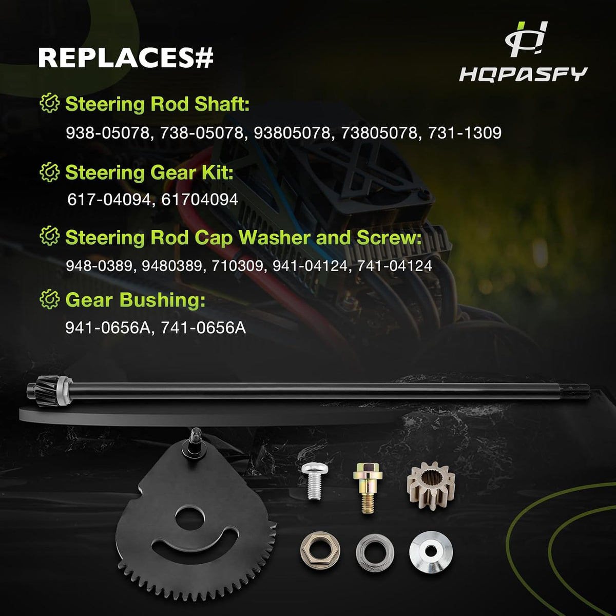 938-05078 Steering Rod Shaft & 617-04094 Steering Gear Kit | Contain 941-0656A Gear Bushing & 948-0389 Steering Rod