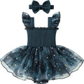 Baby Girl Tulle Romper Dress Infant Sleeveless Ruffle Bodysuit Tutu Skirt Toddler Summer Clothes with Headband