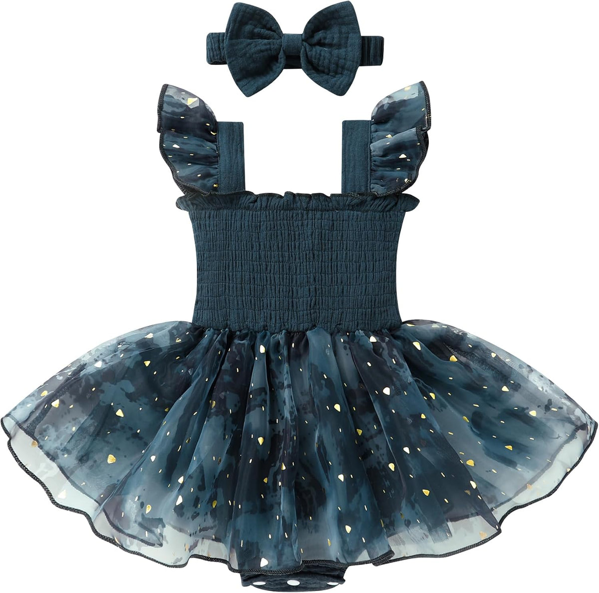 Baby Girl Tulle Romper Dress Infant Sleeveless Ruffle Bodysuit Tutu Skirt Toddler Summer Clothes with Headband