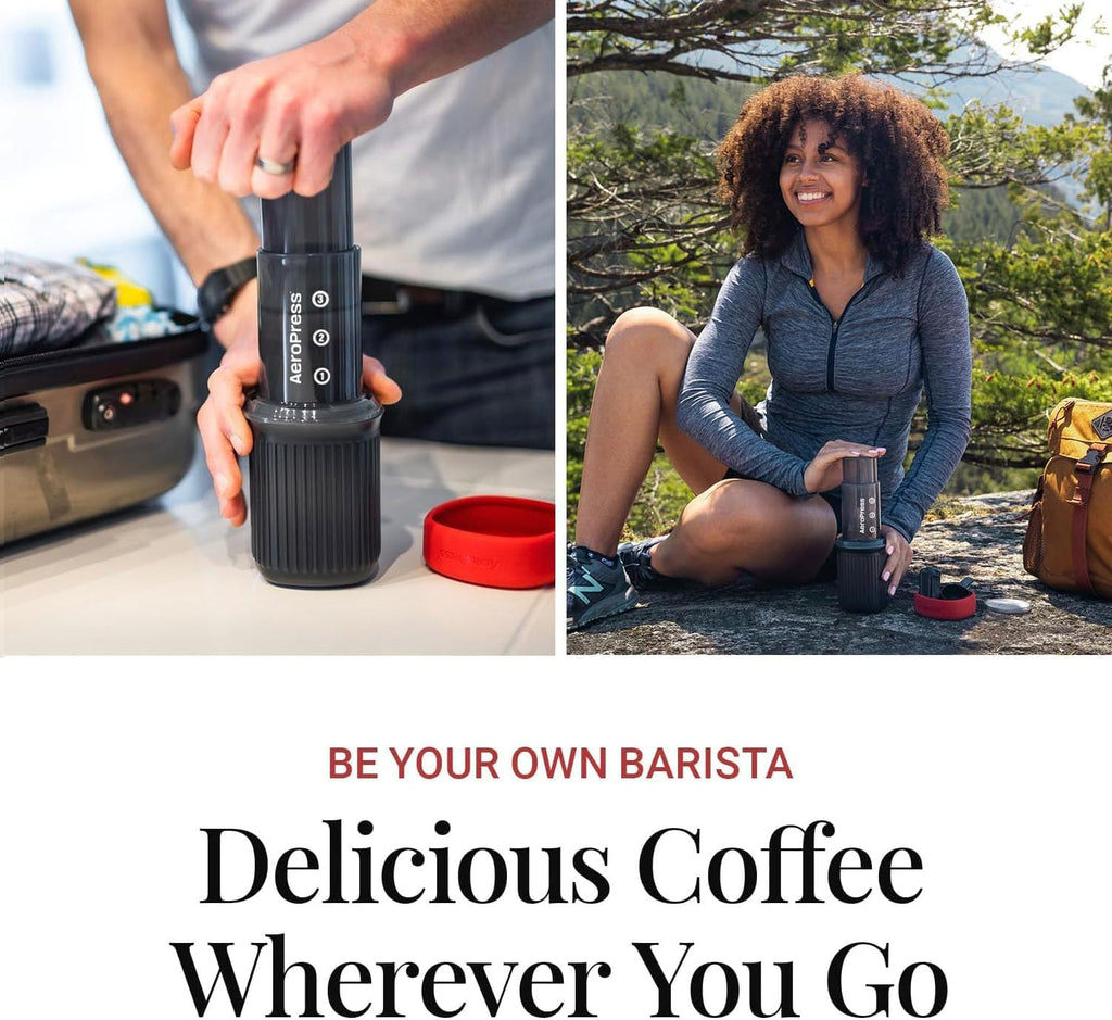 Go, Extra Small Portable Coffee Maker Kit, Travel, Hiking & Camping, All-in-One French Press, Pour-Over & Espresso
