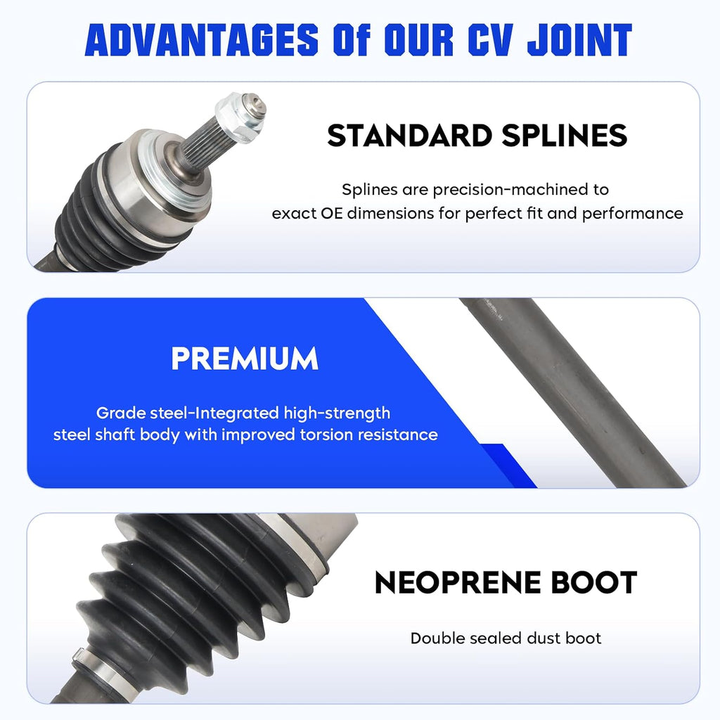 Front Left and Right CV Axle Shaft Assembly Fit for Honda CR-V EX LX SE 2.4 2.4L 2002 2003 2004 2005 2006, Replacement for 66-4206 66-4207, 2 pack Driver & Passenger Side CV Joint Shaft