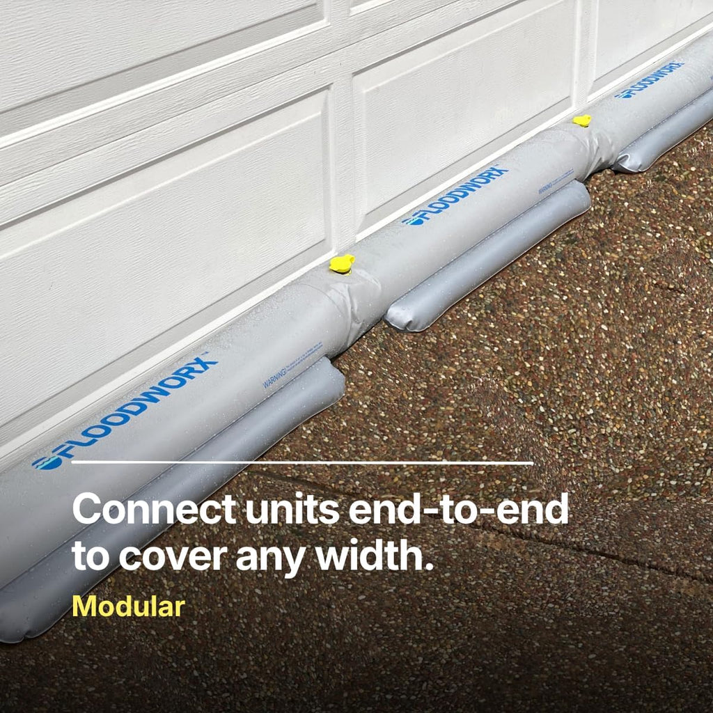 Reusable Flood Barrier & Water Diverter | No Sand Bags, Reusable Flood Protection | Protects Home, Garage, Driveway &