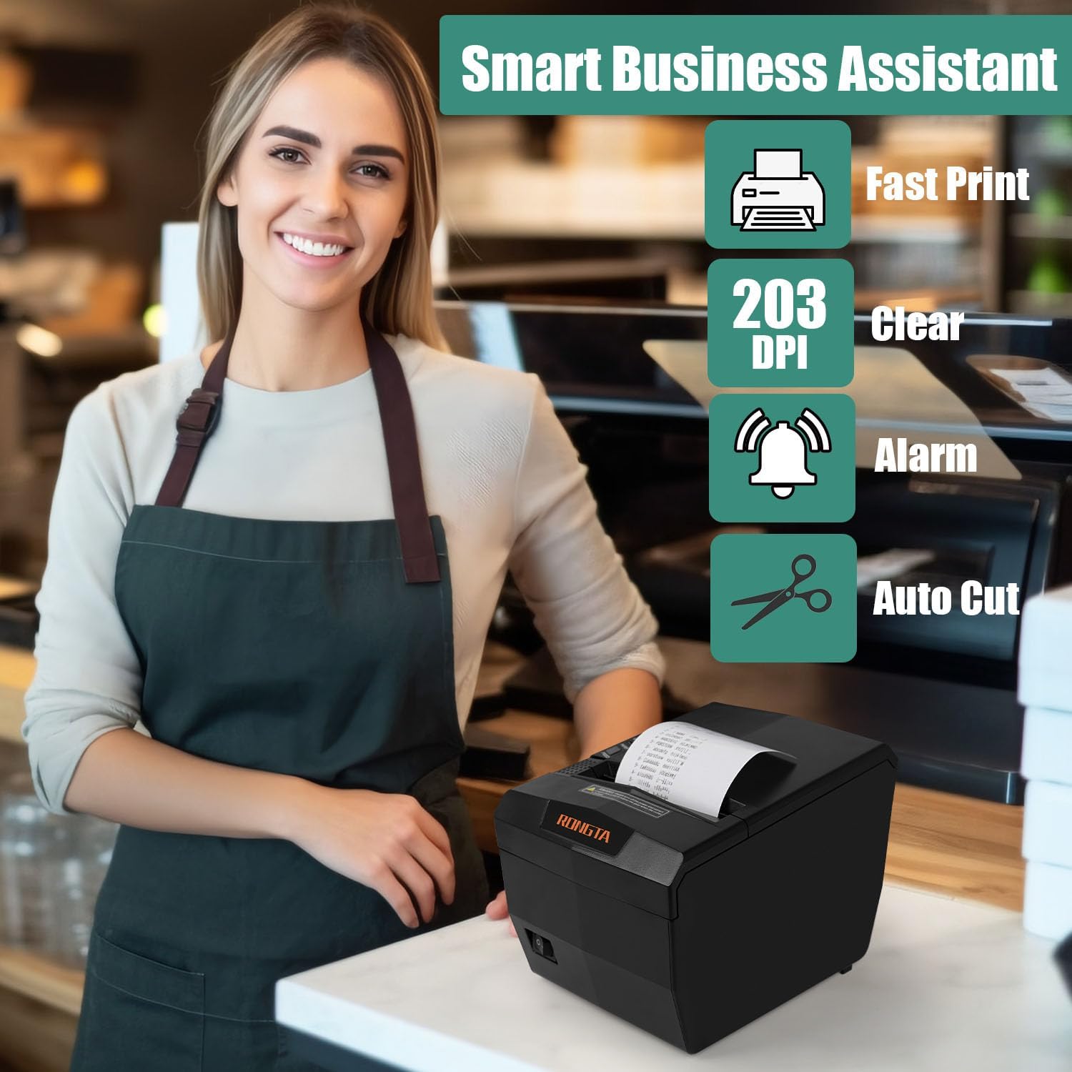 Thermal Receipt Printer with Auto Cut, 80mm, USB/LAN/Serial, RP327 | POS Printer for Retail & Small Businesses