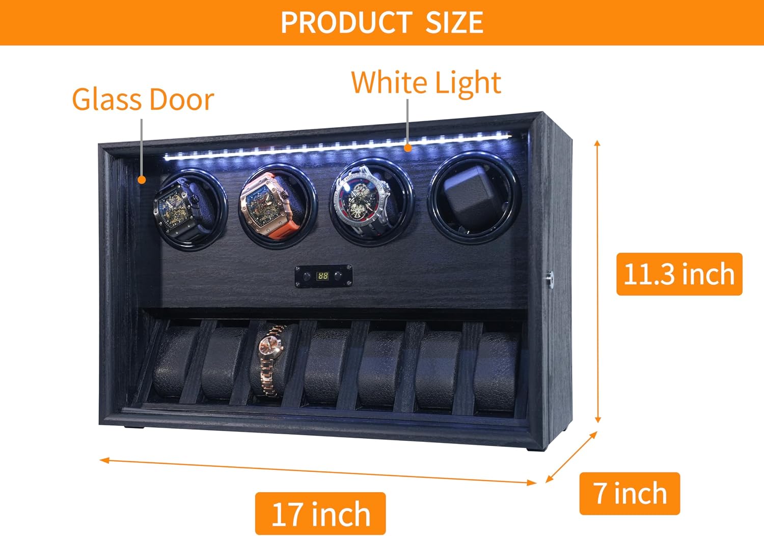 Watch Winders for 2/4/6/8 Automatic Watches, Watch Rotator Box for Rolex | 15 Rotation Modes Display Case Extra