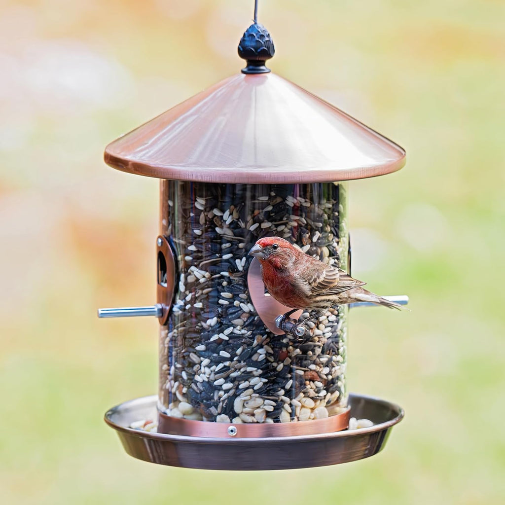 Large Metal Bird Feeder for Outdoors Hanging, Tube Bird Feeders