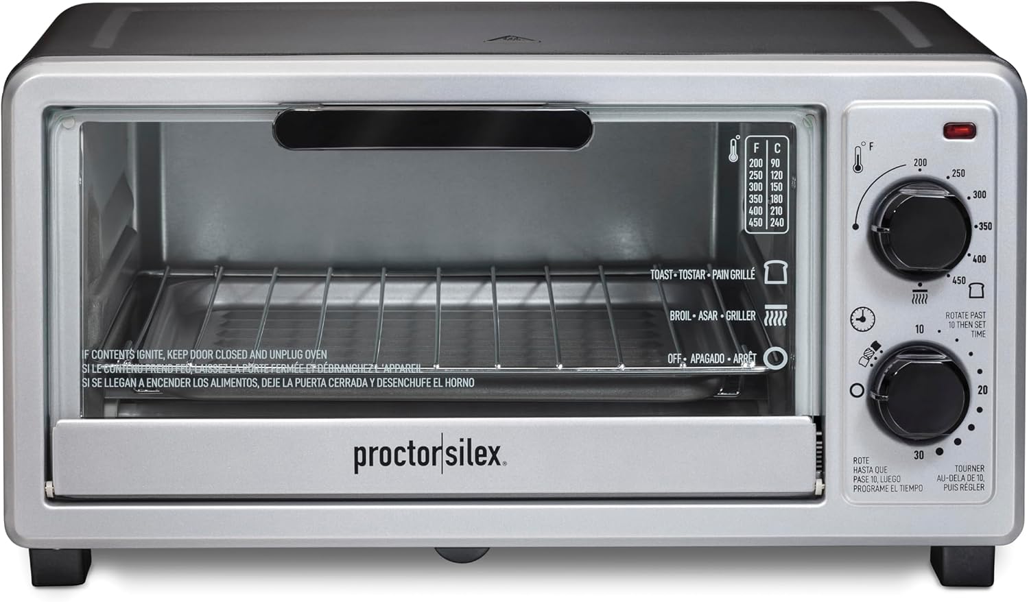 4 Slice Countertop Toaster Oven | Bake, Broil, Toast | 200-450⁰F Adjustable Temp | 30 Minute Timer | Automatic