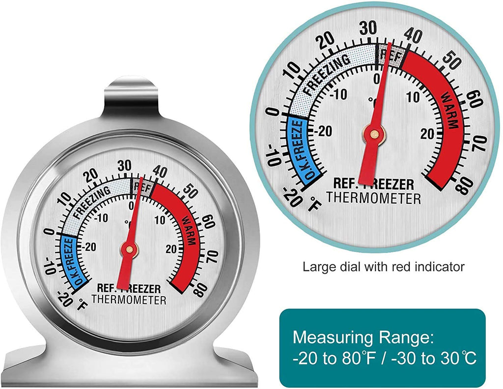 Refrigerator Thermometer, Large Dial Freezer Thermometer,Classic Series Temperature Thermometer for Refrigerator Freezer Fridge Cooler (3Pack)