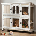 47" L Large Guinea Pig Cage with Wheels, Chew-Resistant Ramps | 2 Deep Pull-Out Trays, Hideout and 2-Story Layout for
